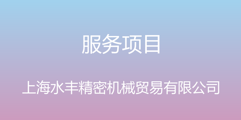 服务项目 - 上海水丰精密机械贸易有限公司